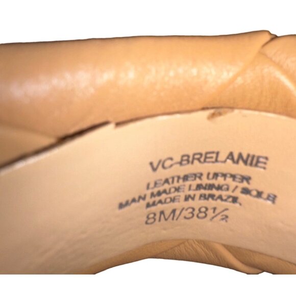 Vince Camuto Brelanie Sandals Slides Tan Size 8M  Leather 3 1/2 - Picture 3 of 9